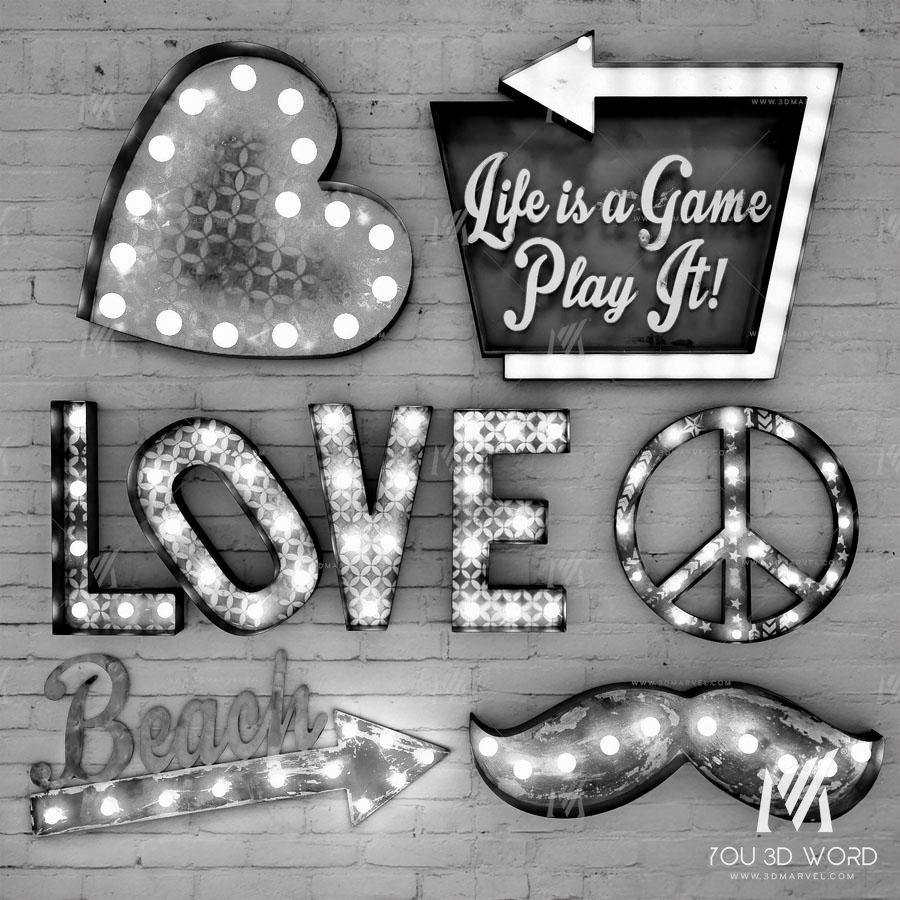 Lighted Metal sign. Set 4